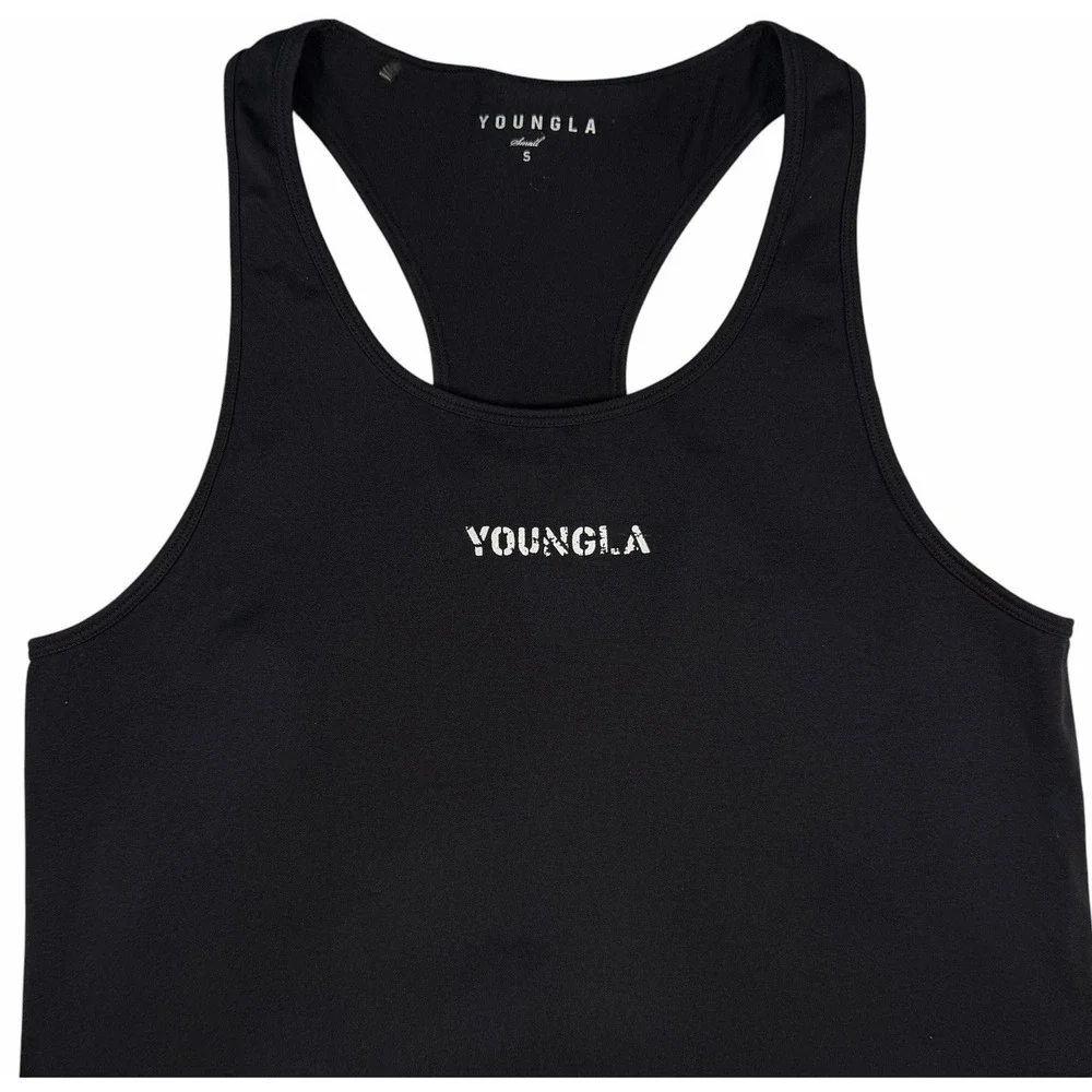 YoungLA Men's Black Razorback Compression Gym Workout Tank Size Small Model 302